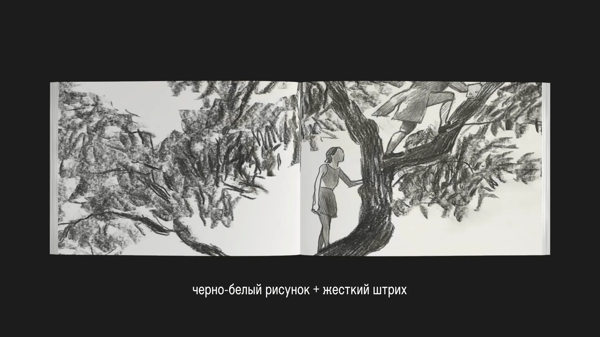 черно-белый рисунок + жесткий штрих