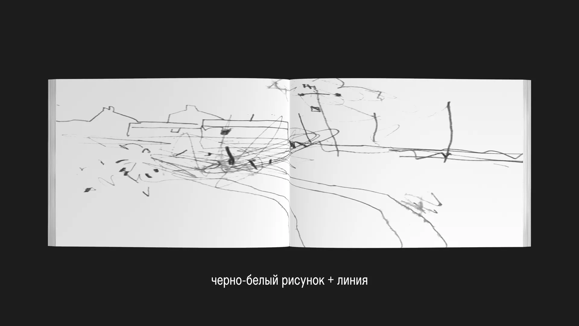 черно-белый рисунок + линия