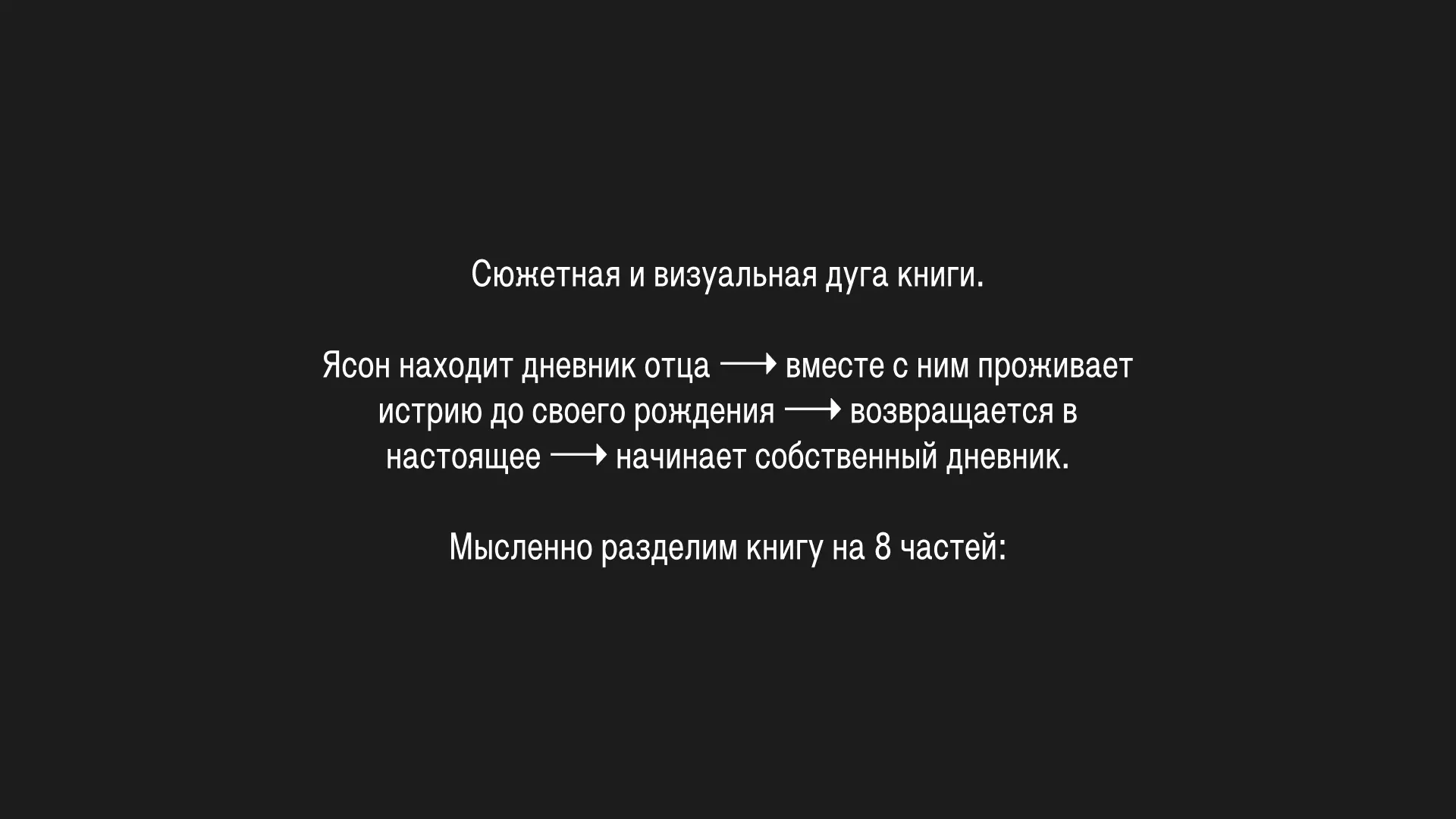 Мысленно разделим книгу на 8 частей: